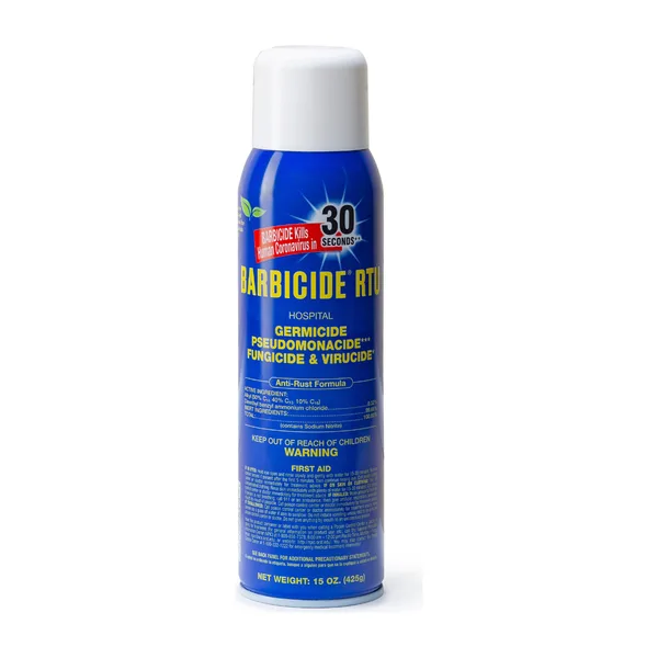 A can of Barbicide RTU disinfecting spray