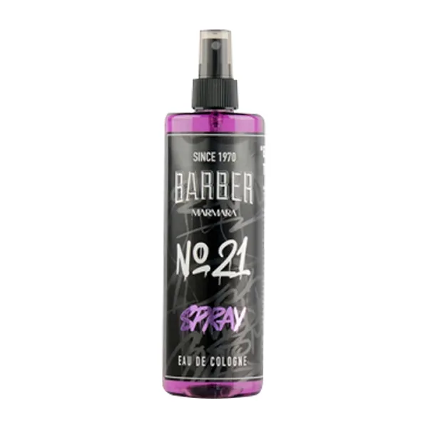 A bottle of Marmara Barber No. 21 spray cologne