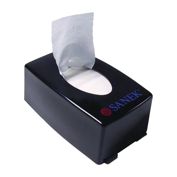 A black SANEK neck strip dispenser