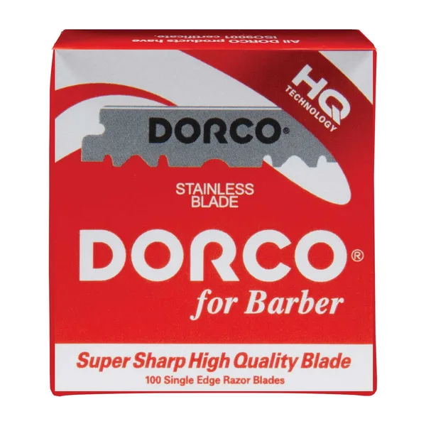 A box of Dorco single-edge blades